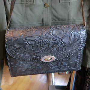 Vintage Handtooled Western Bag-All Black